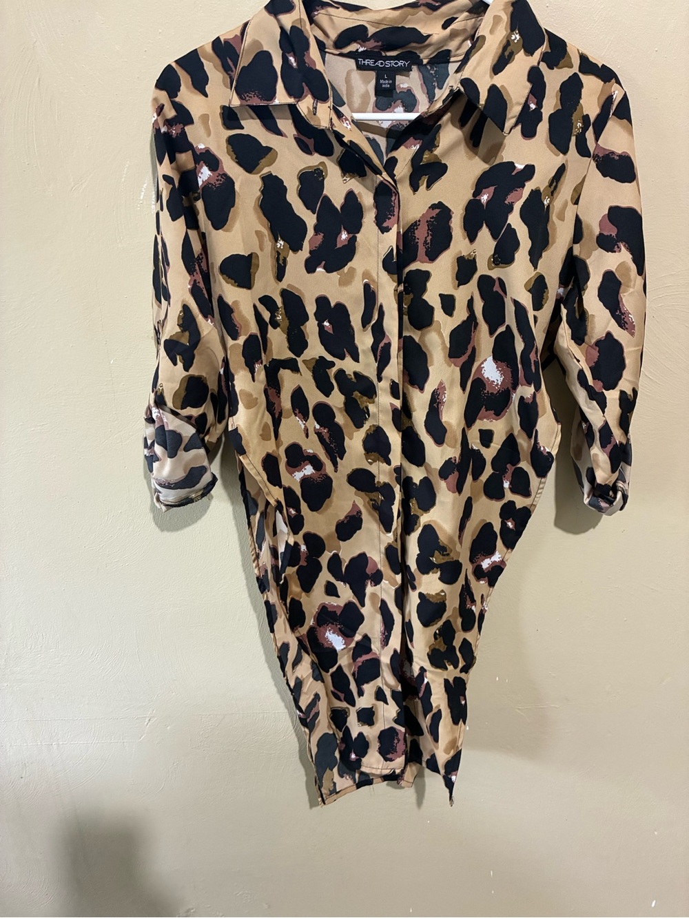 Asymmetrical Leopard Print Women's Skirt in Tan - Picture 6 of 8